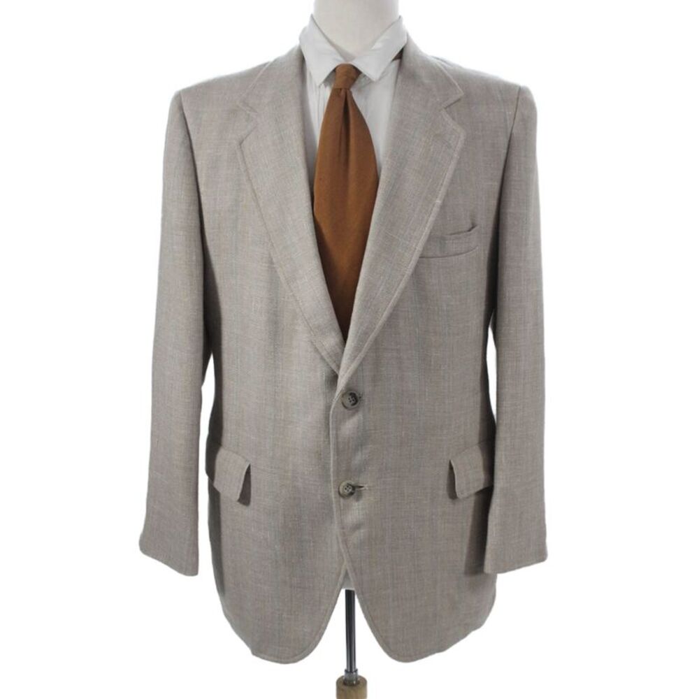 Kuppenheimer Mens Blazer Beige Striped Buttoned Size 42